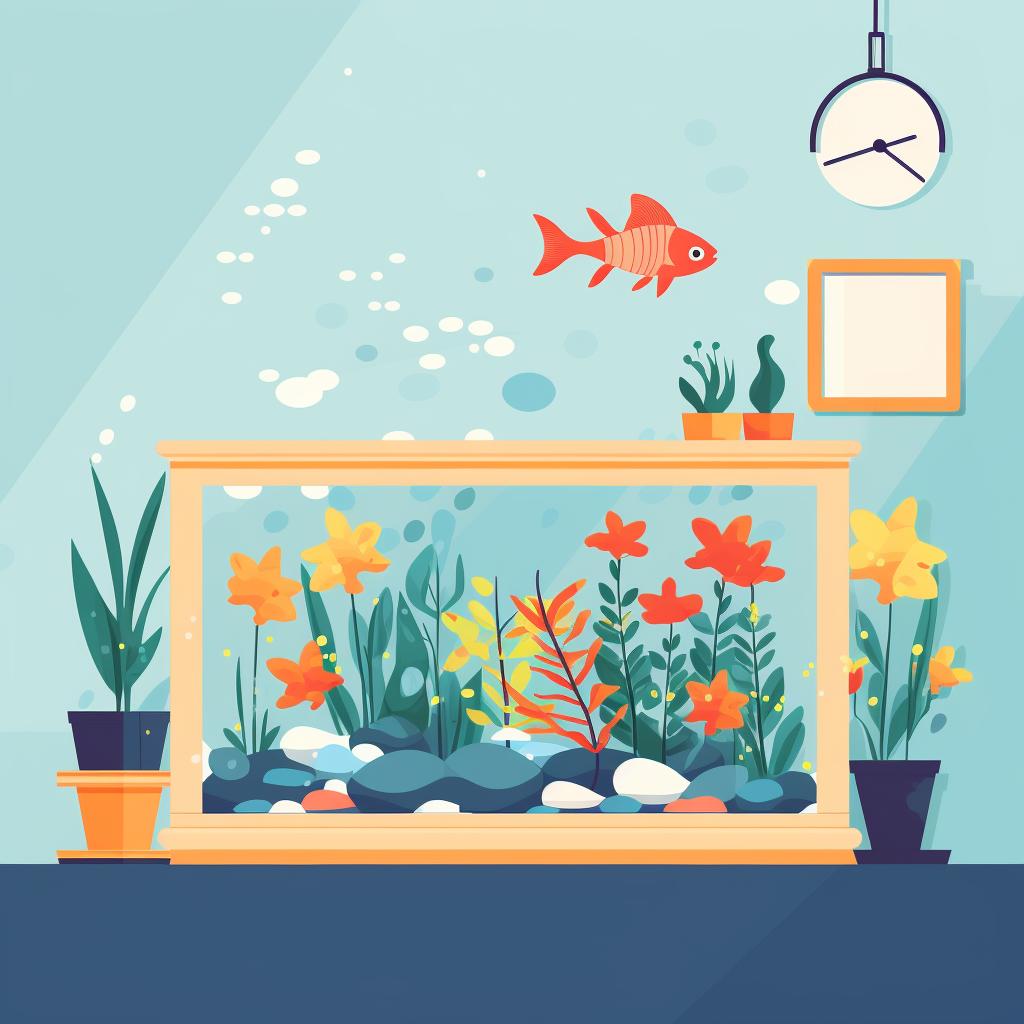 Aquarium filled with live plants and decorations