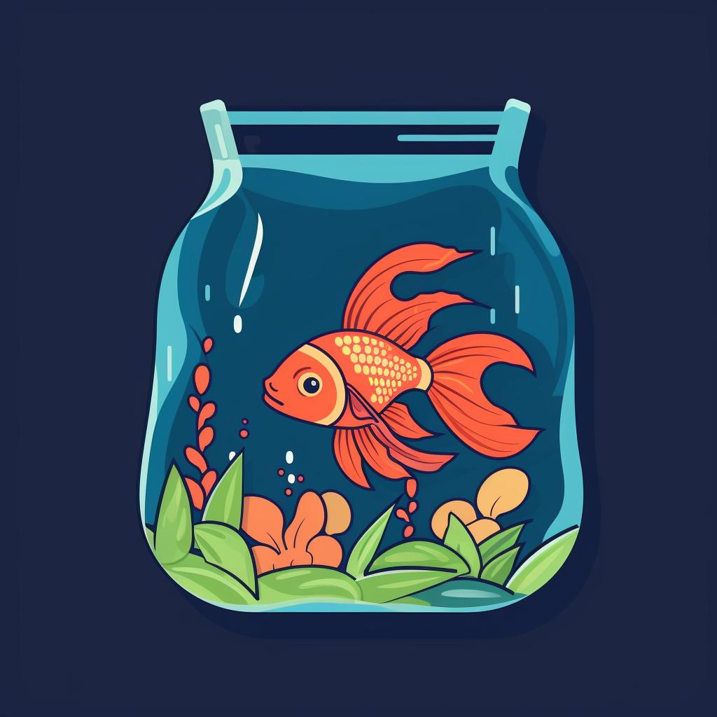 A bag with a betta fish floating in a fish tank