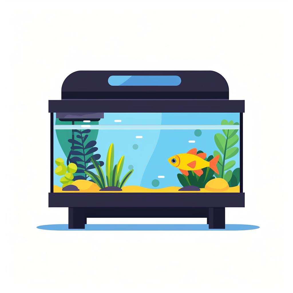 A fish tank with a heater and filter installed