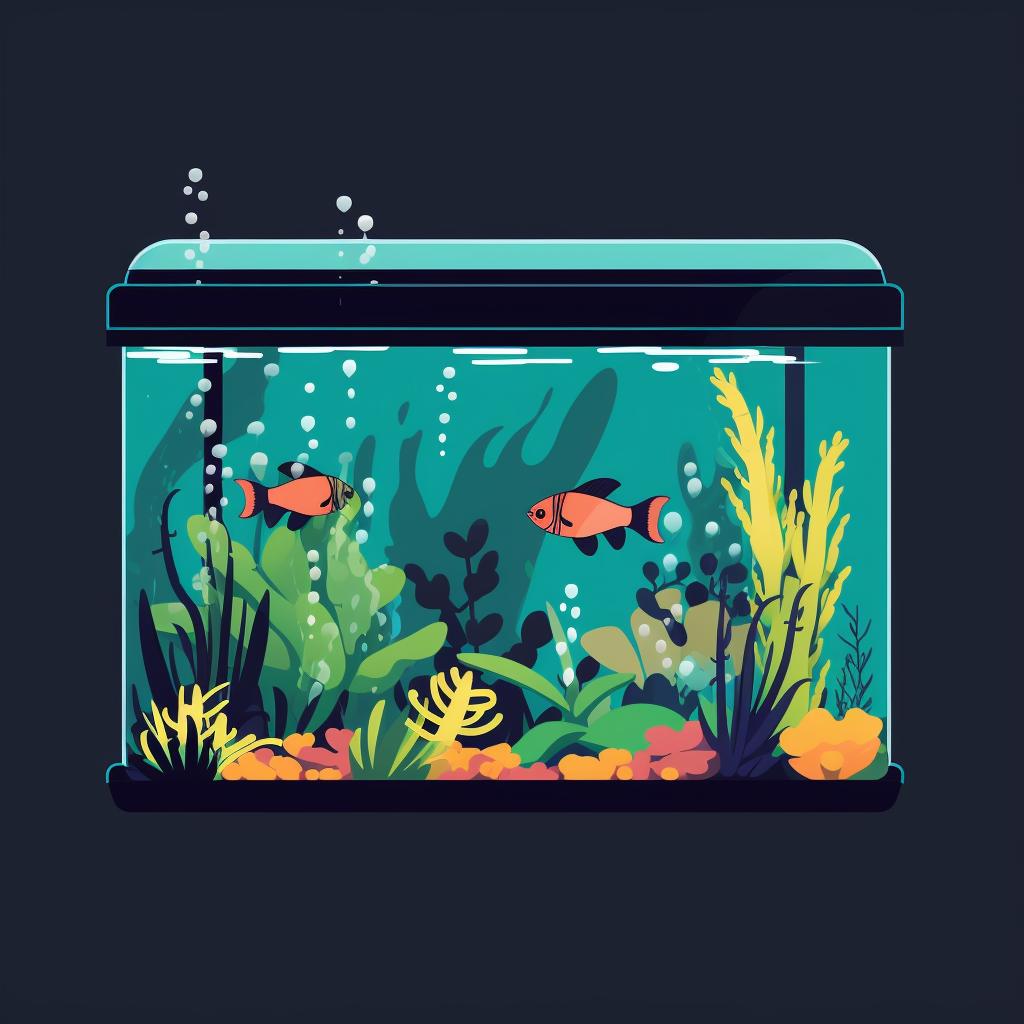Aquarium with substrate and smooth decorations