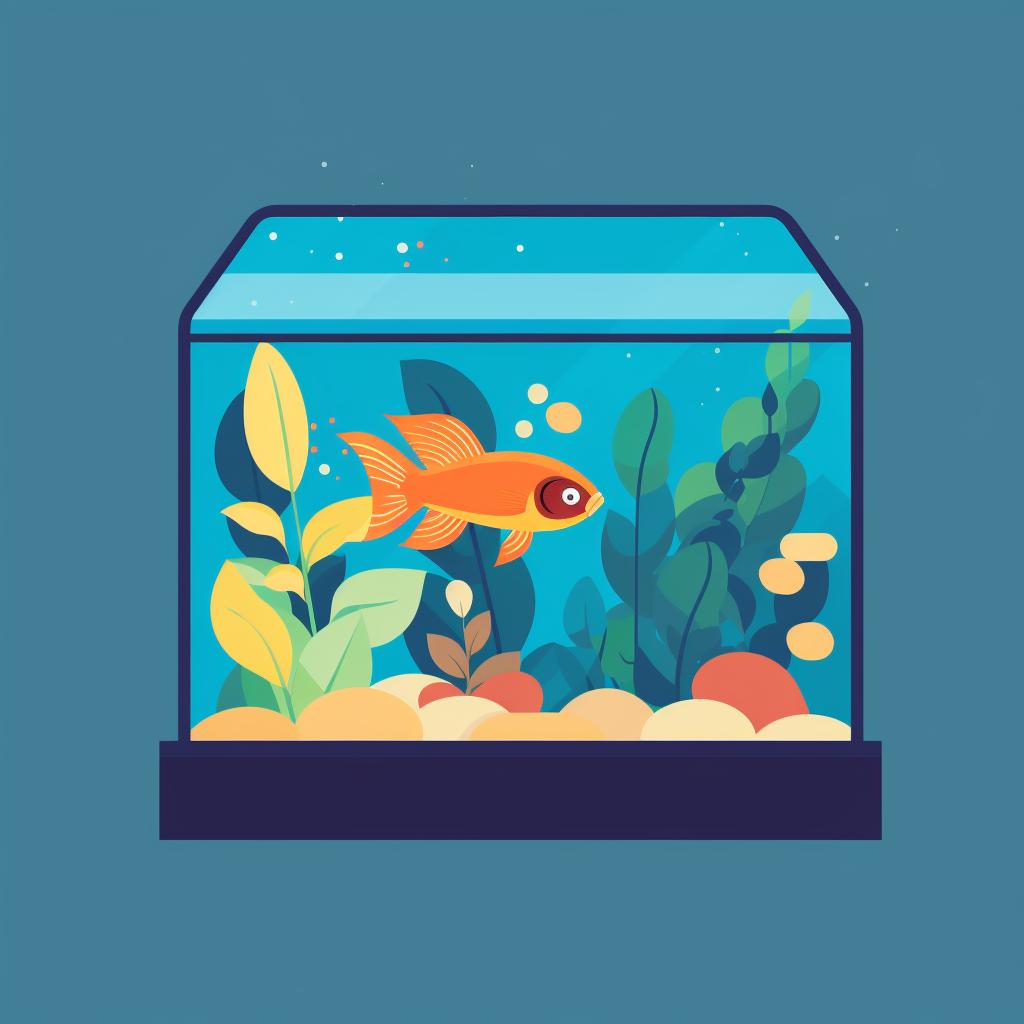 A fish tank with substrate and decorations
