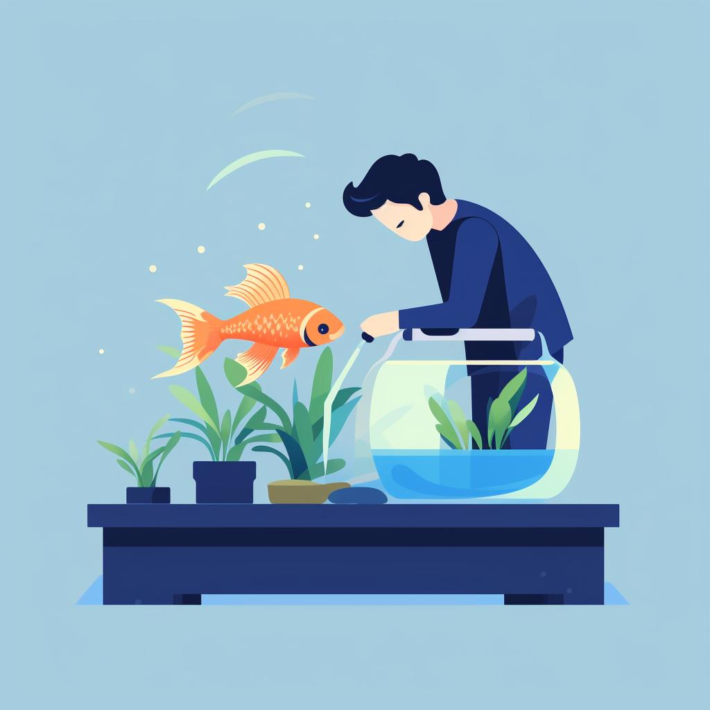 A person cleaning a betta fish tank