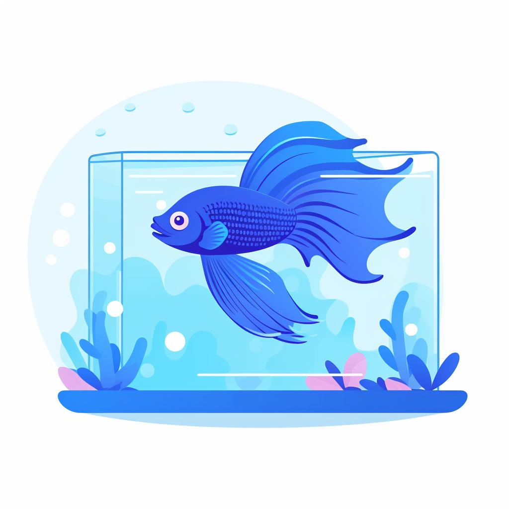 A blue betta fish being introduced into the tank