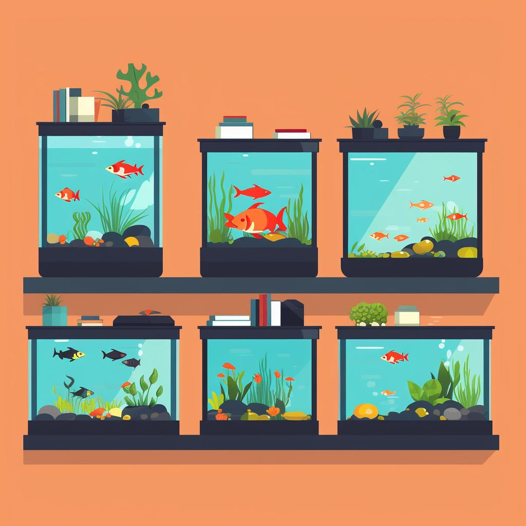 A variety of aquarium tanks