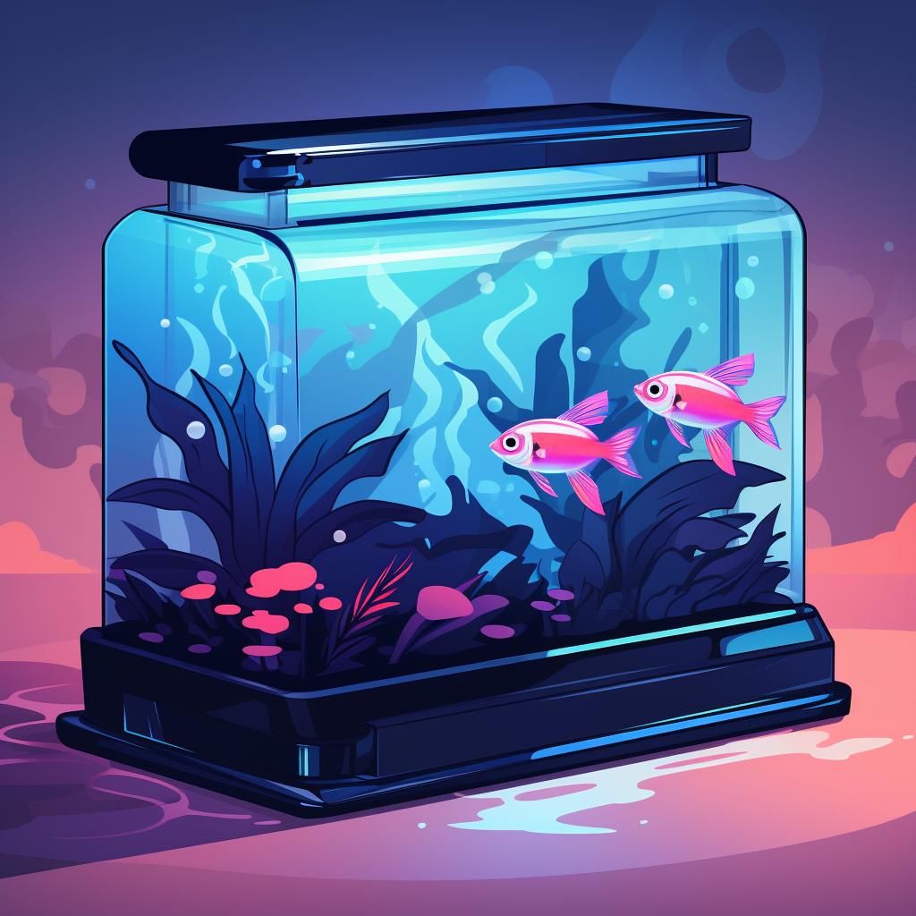 A betta fish tank with a filter