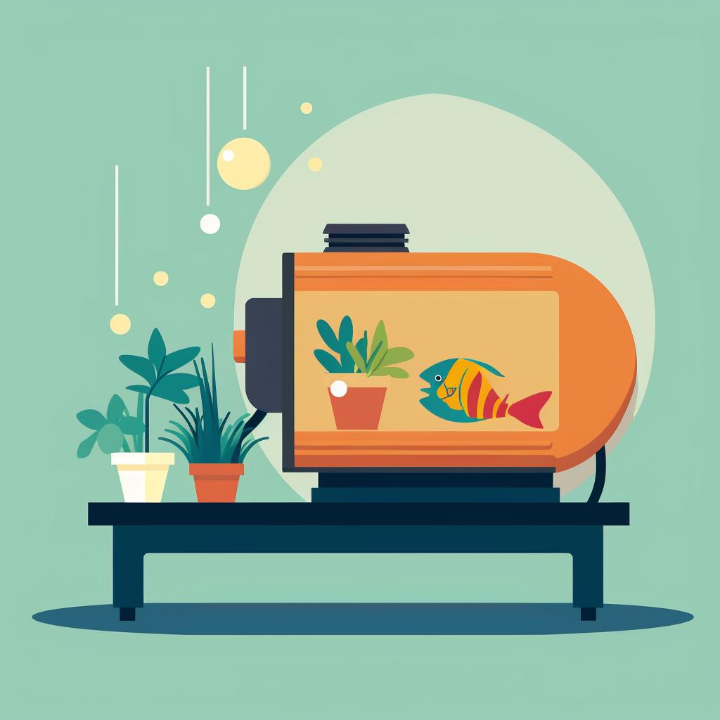 A fish tank heater and a gentle filter