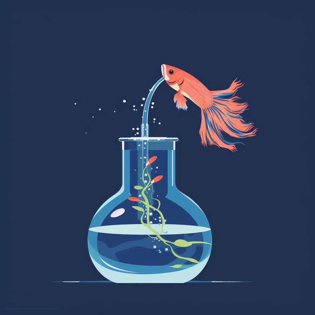 A siphon removing water from a betta fish tank