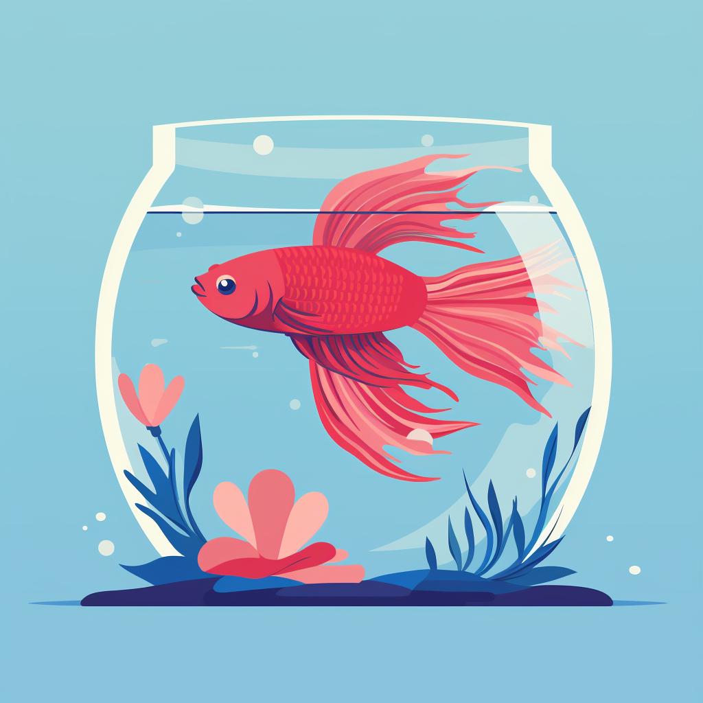 Close observation of a betta fish in a tank